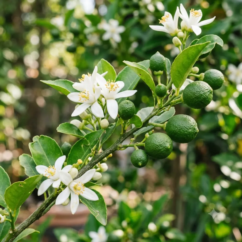 Fleurs et jeunes fruits d'agrume