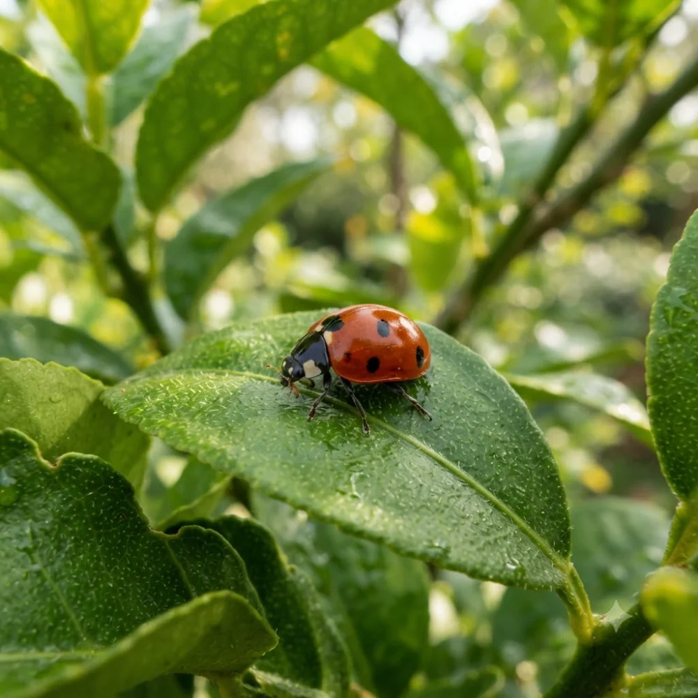 Coccinelle sur un agrume