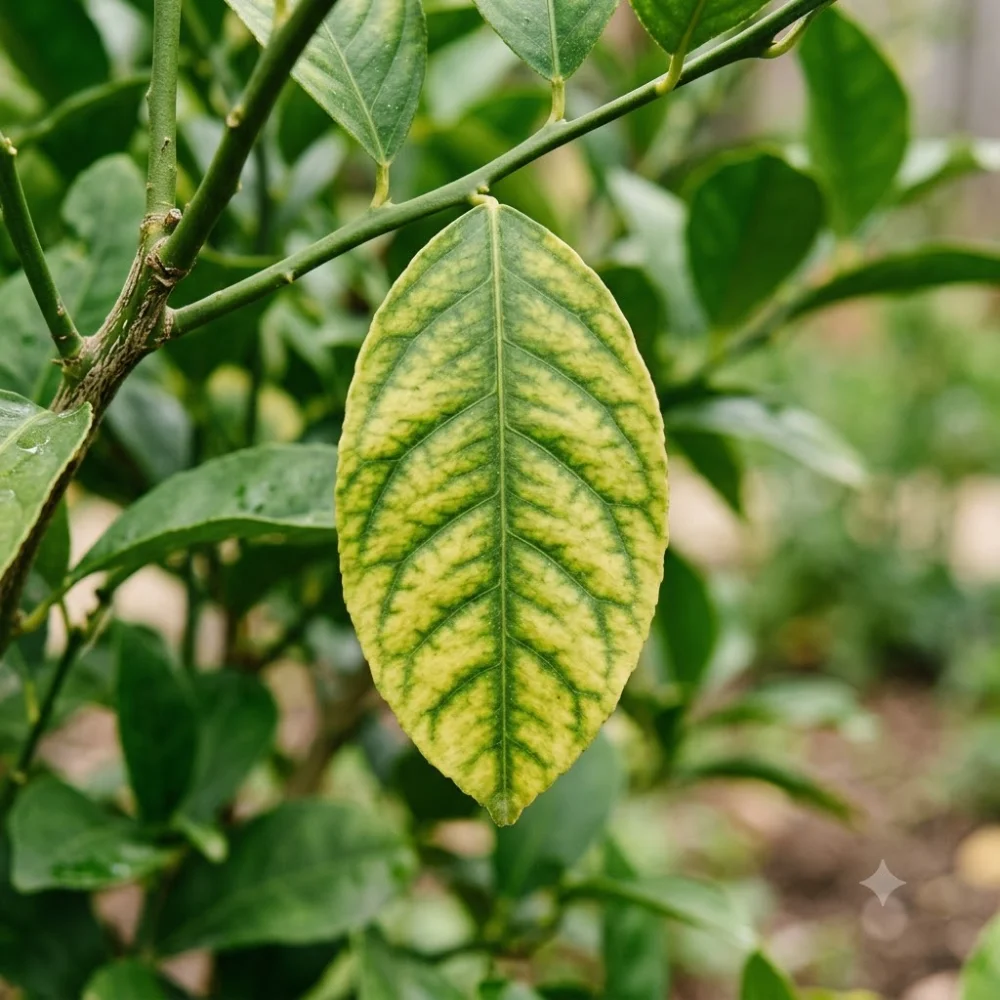 Feuille d'agrume chlorosee