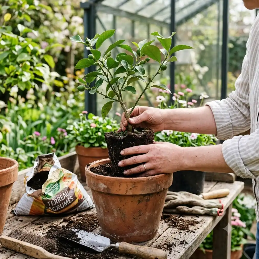 Rempotage d'un agrume au printemps