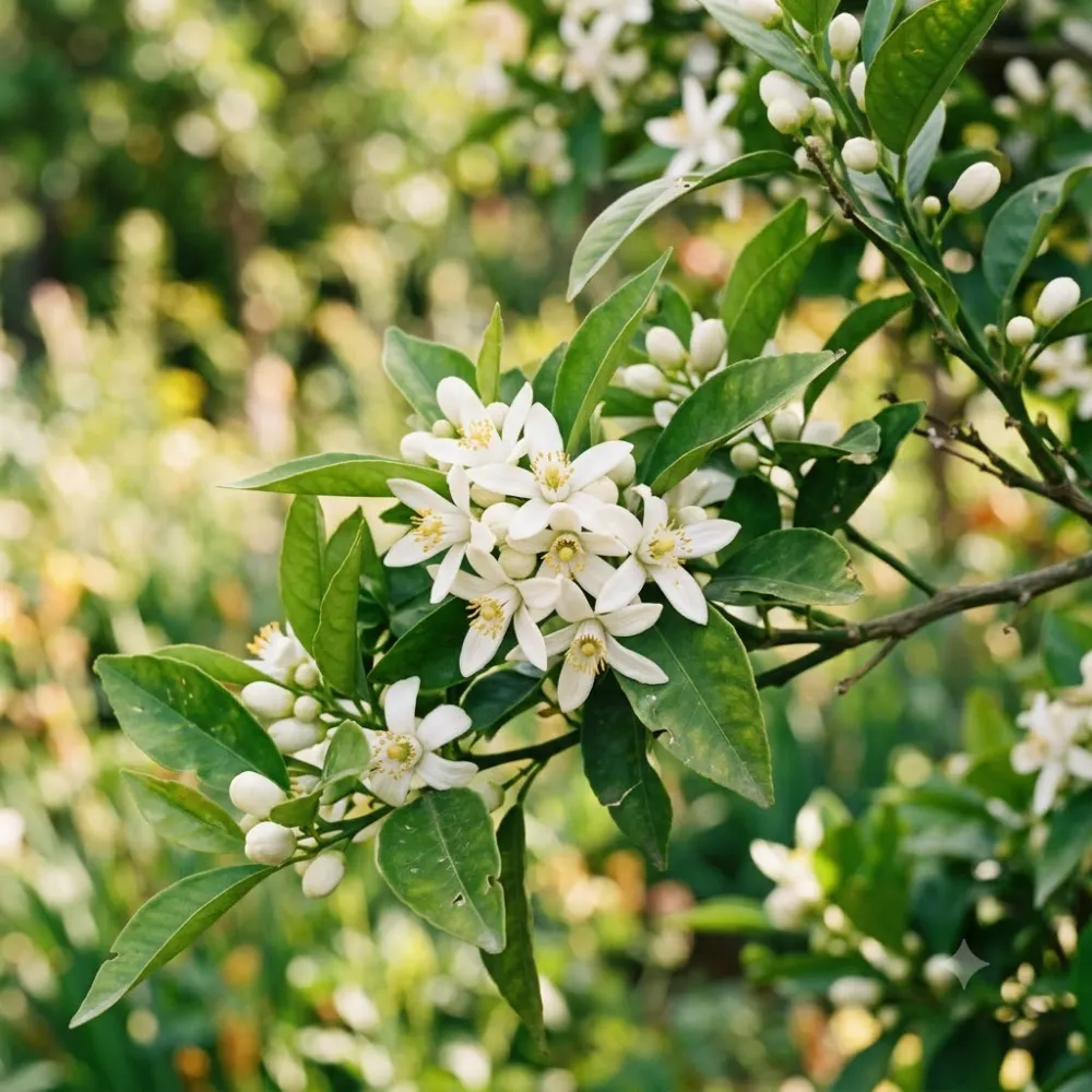 Agrume en fleurs au printemps