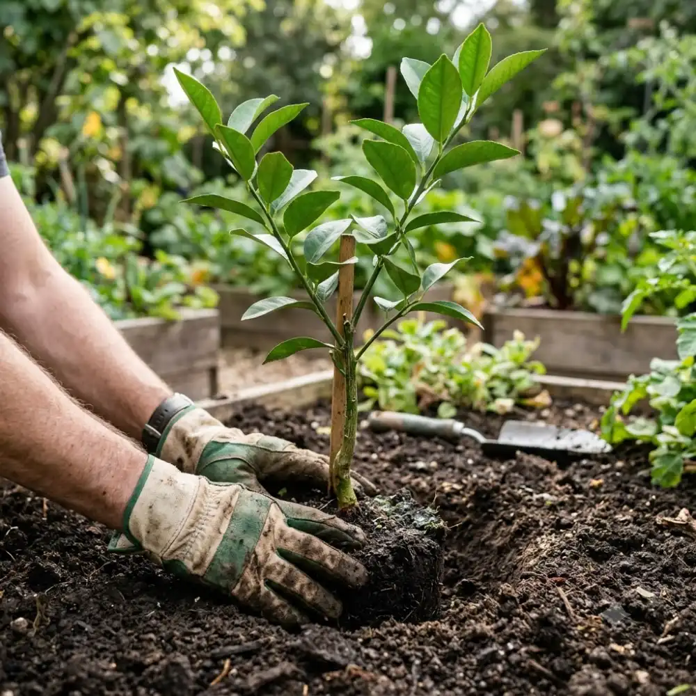 Plantation d'un agrume en pleine terre