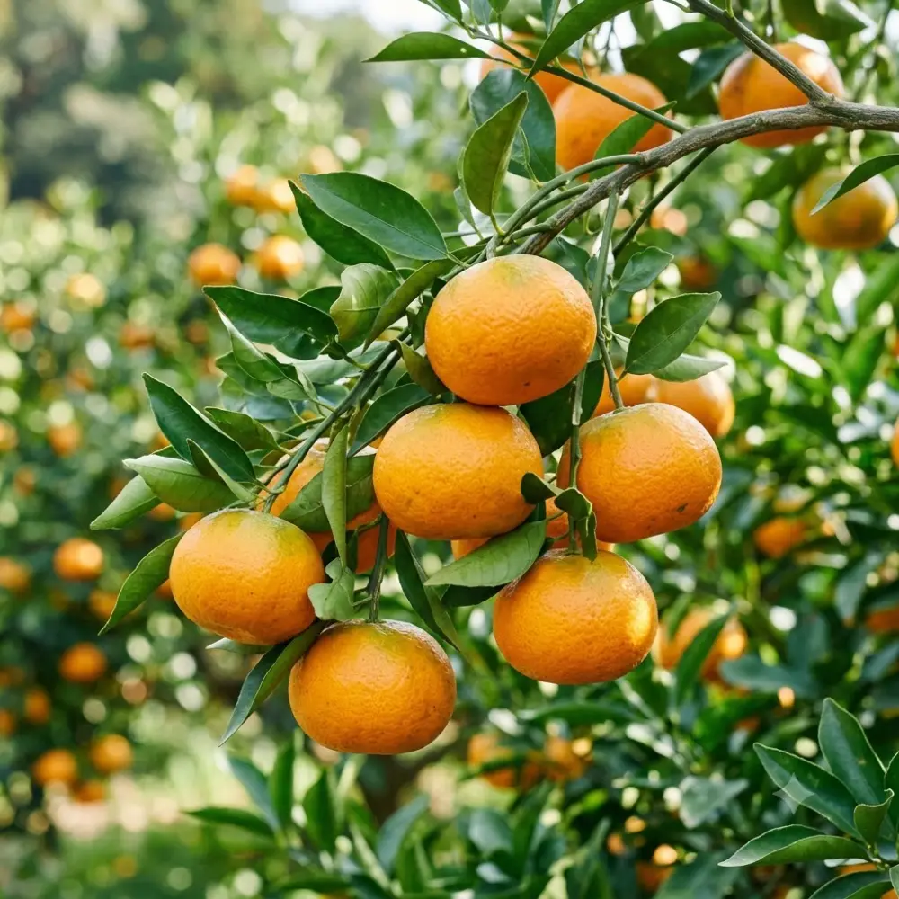 Mandarines Satsuma sur l'arbre