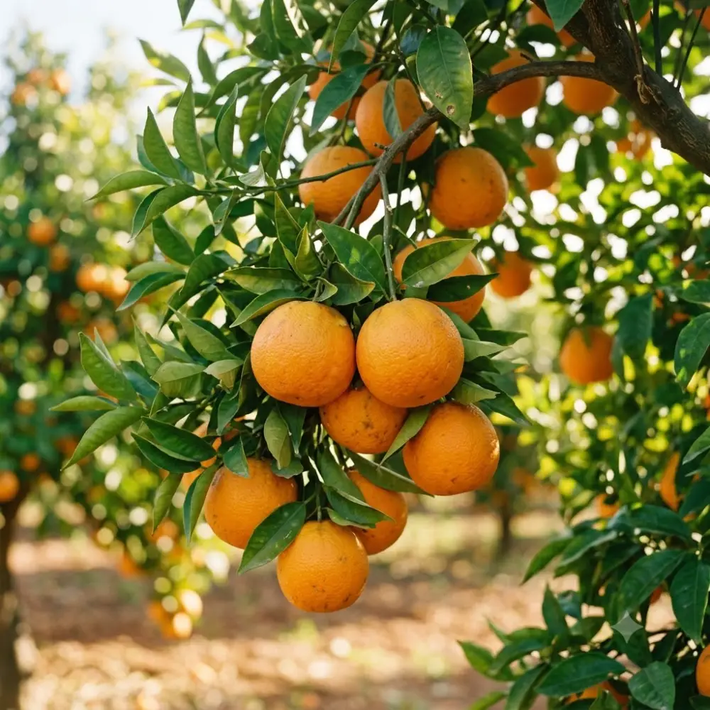 Oranges mûres sur l'arbre