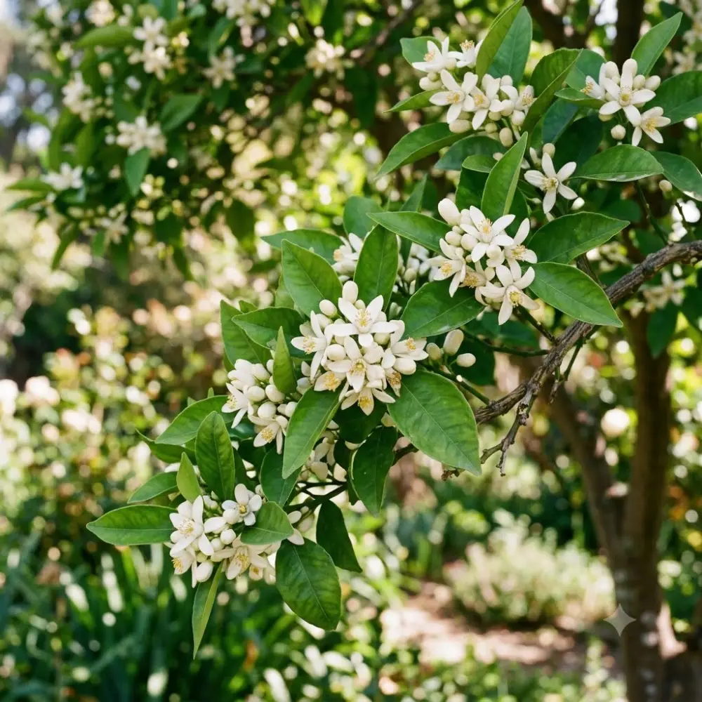 Oranger en fleurs au printemps